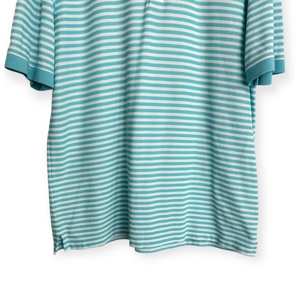Masters Collection Pima Cotton Teal and White Striped Embroidered Polo Men's L - Picture 4 of 9